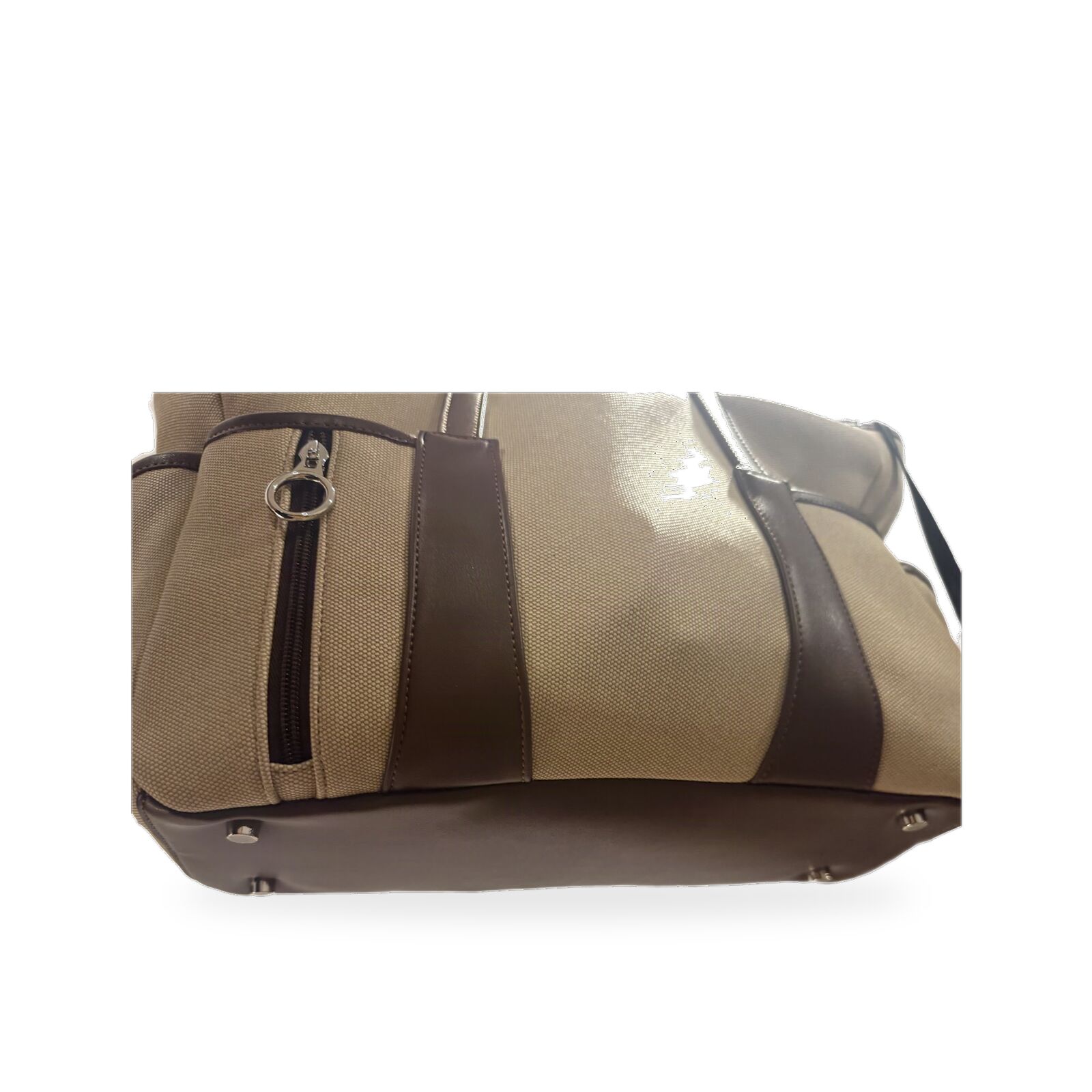 CAO Tote in Brown / Ecru, leather base with silver feet